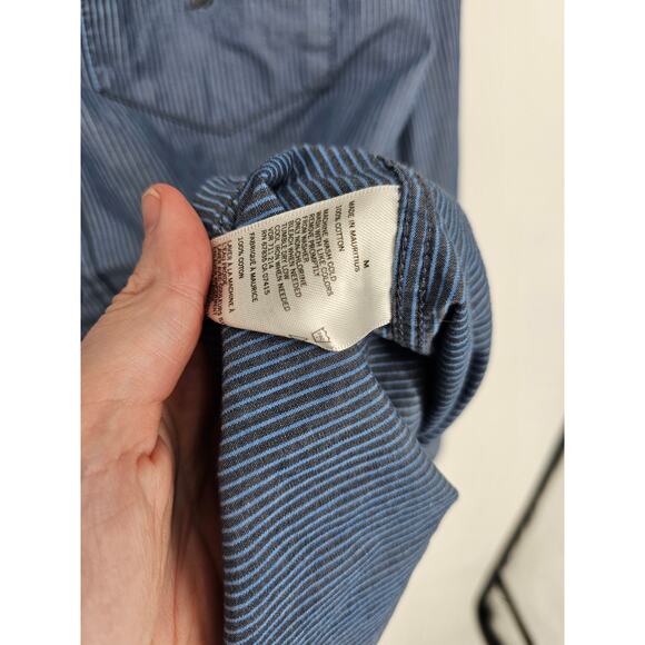 Nautica Mens M Long sleeve Button Up Classic Fit Dress Shirt Slate Blue Striped - Picture 3 of 5